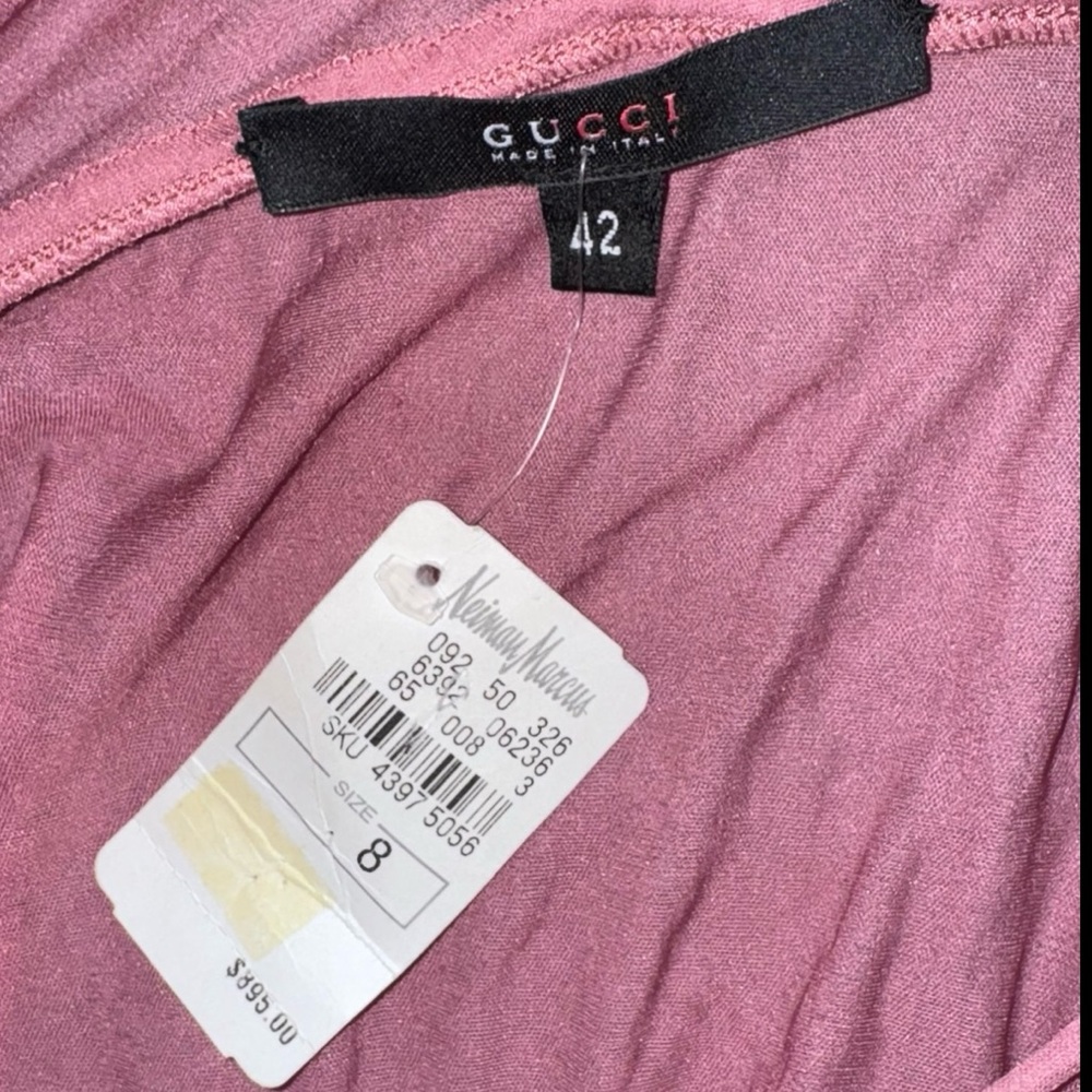 $895 Gucci Pink Tom Ford era silk sheer ruffle long sleeve w tag 42 - Picture 7 of 13